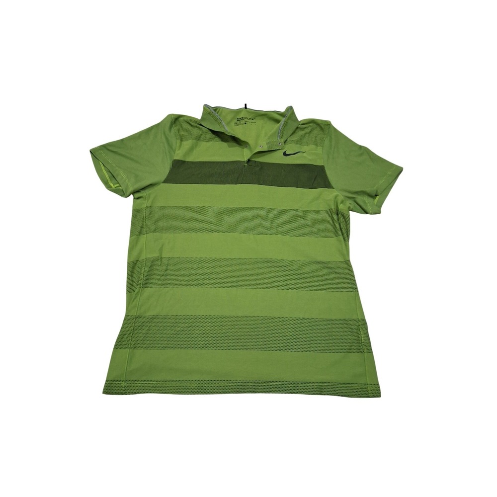Nike Golf Dri-FIT Modern Fit Polo Shirt Mens Large Lime Green Striped